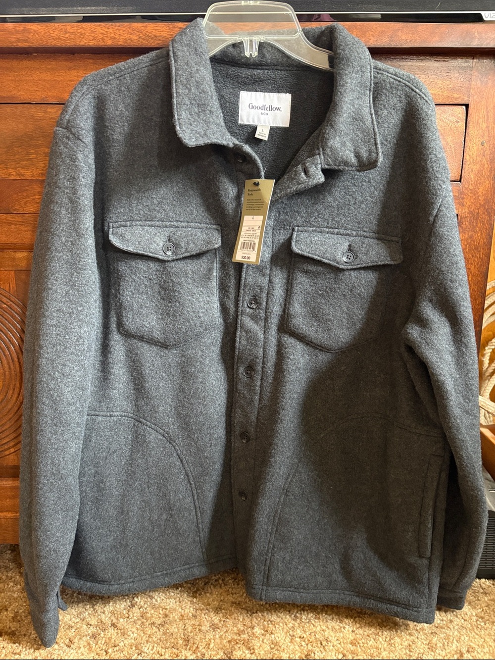 Goodfellow & Co Charcoal Gray Button-Up Shirt Jacket